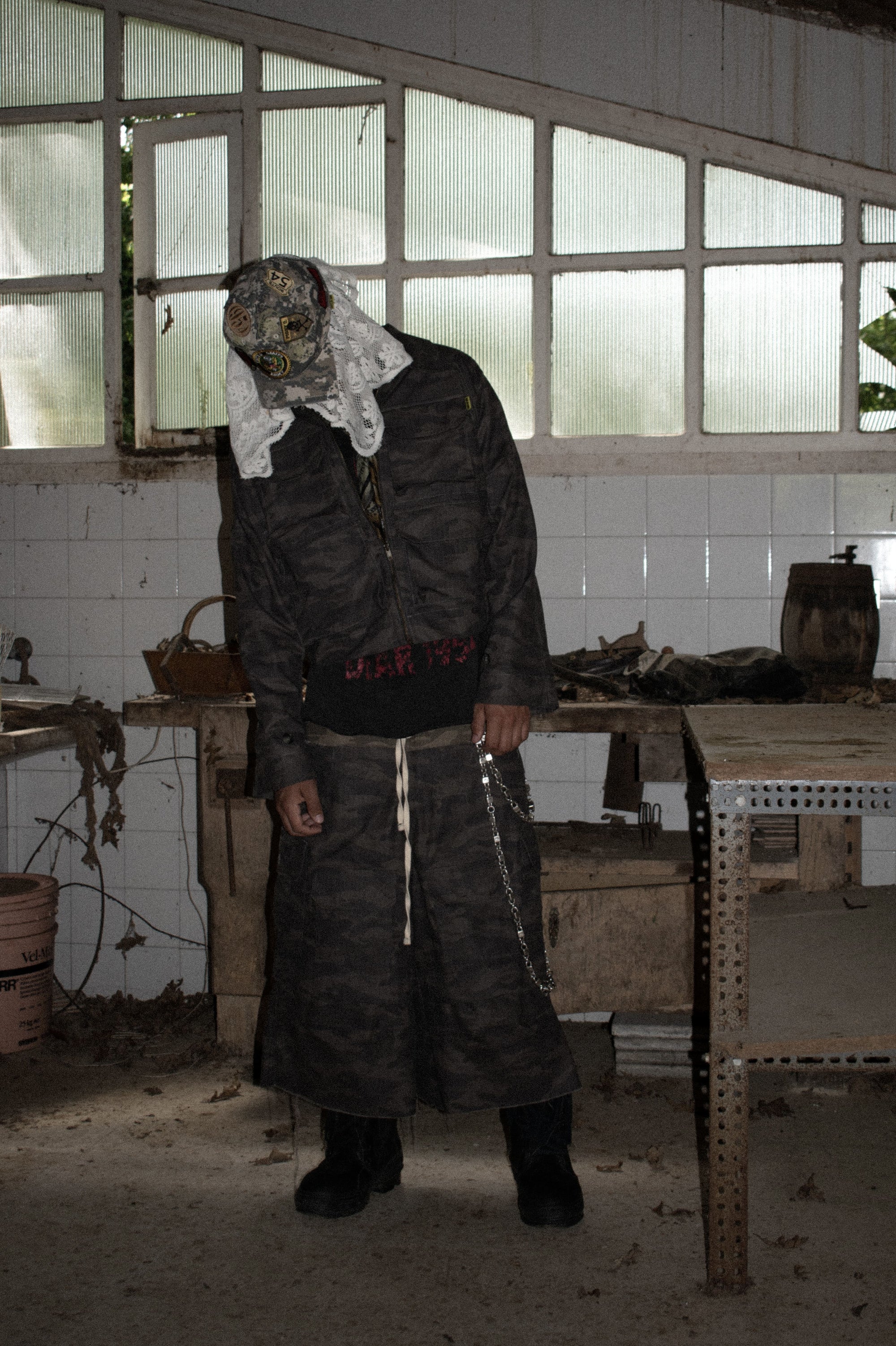 Ripstop camouflage jorts black