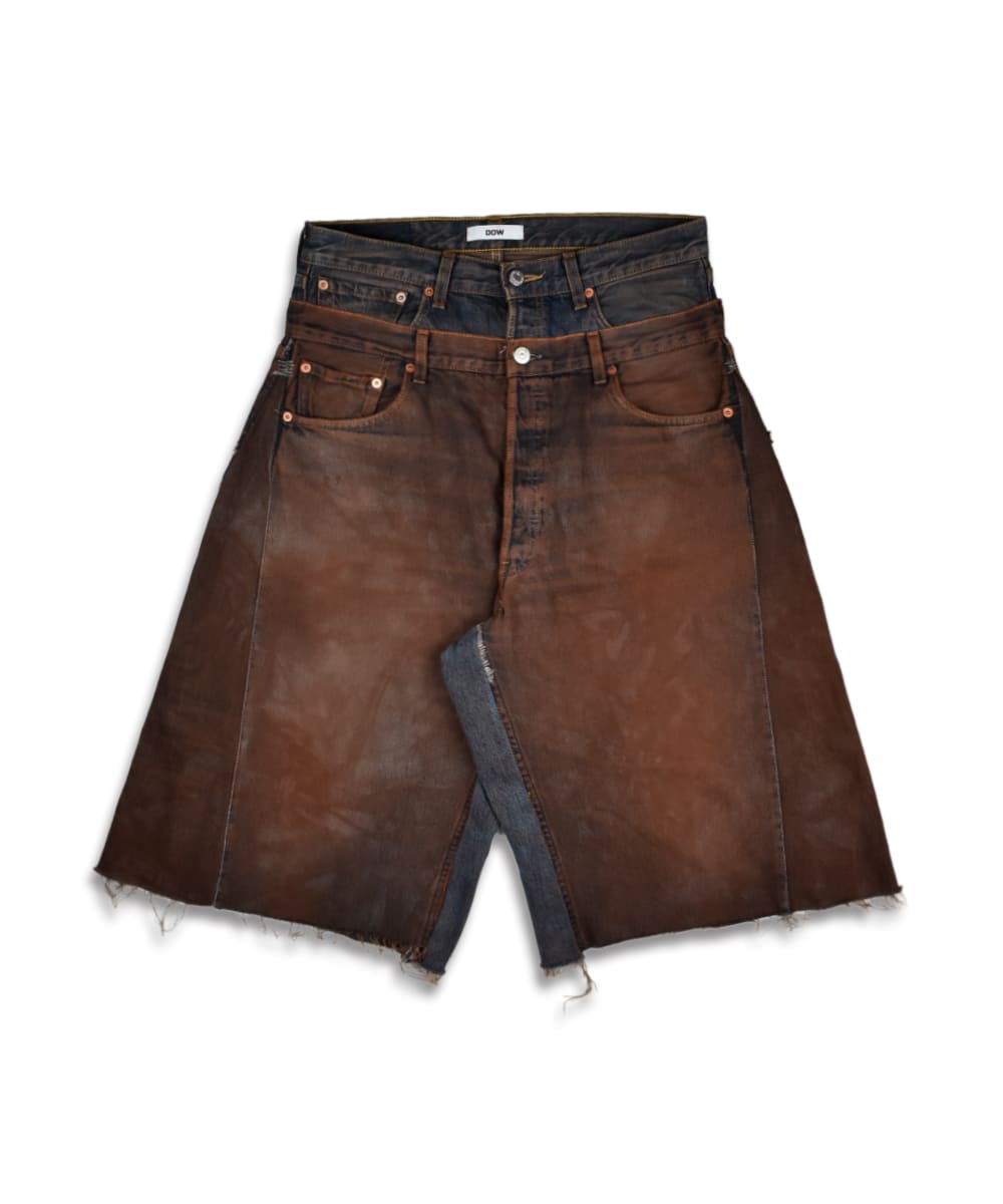 LE DOUBLE WAIST SHORT BROWN