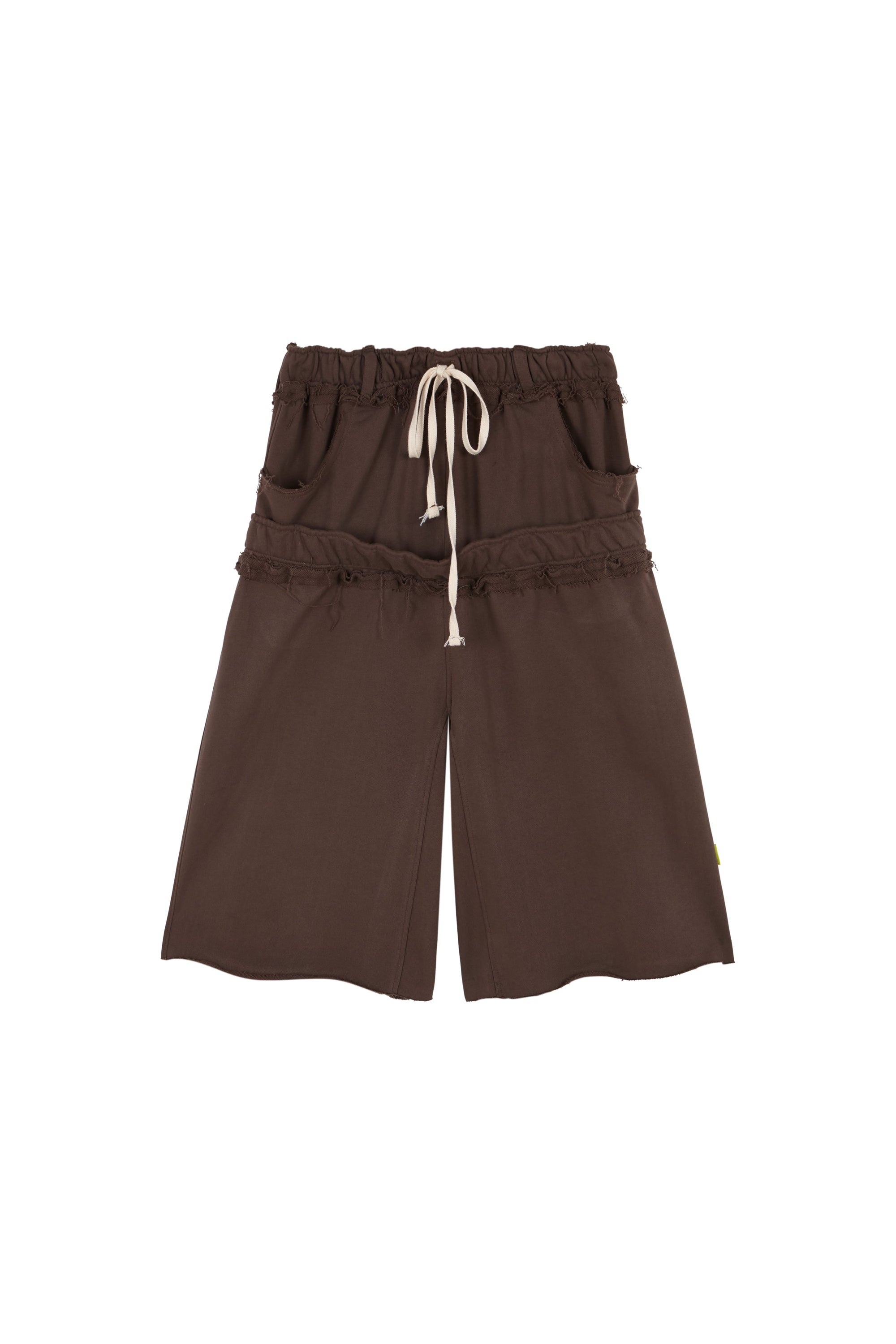 DOUBLE WAIST OVERSIZE SWEAT JORTS BROWN