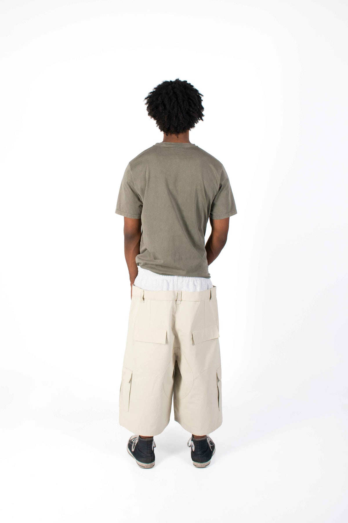 Double Waist Ripstop Beige Jorts