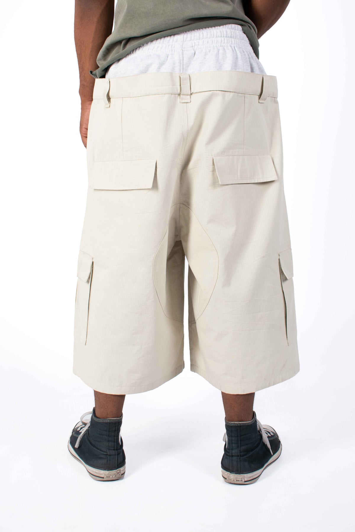 Double Waist Ripstop Beige Jorts