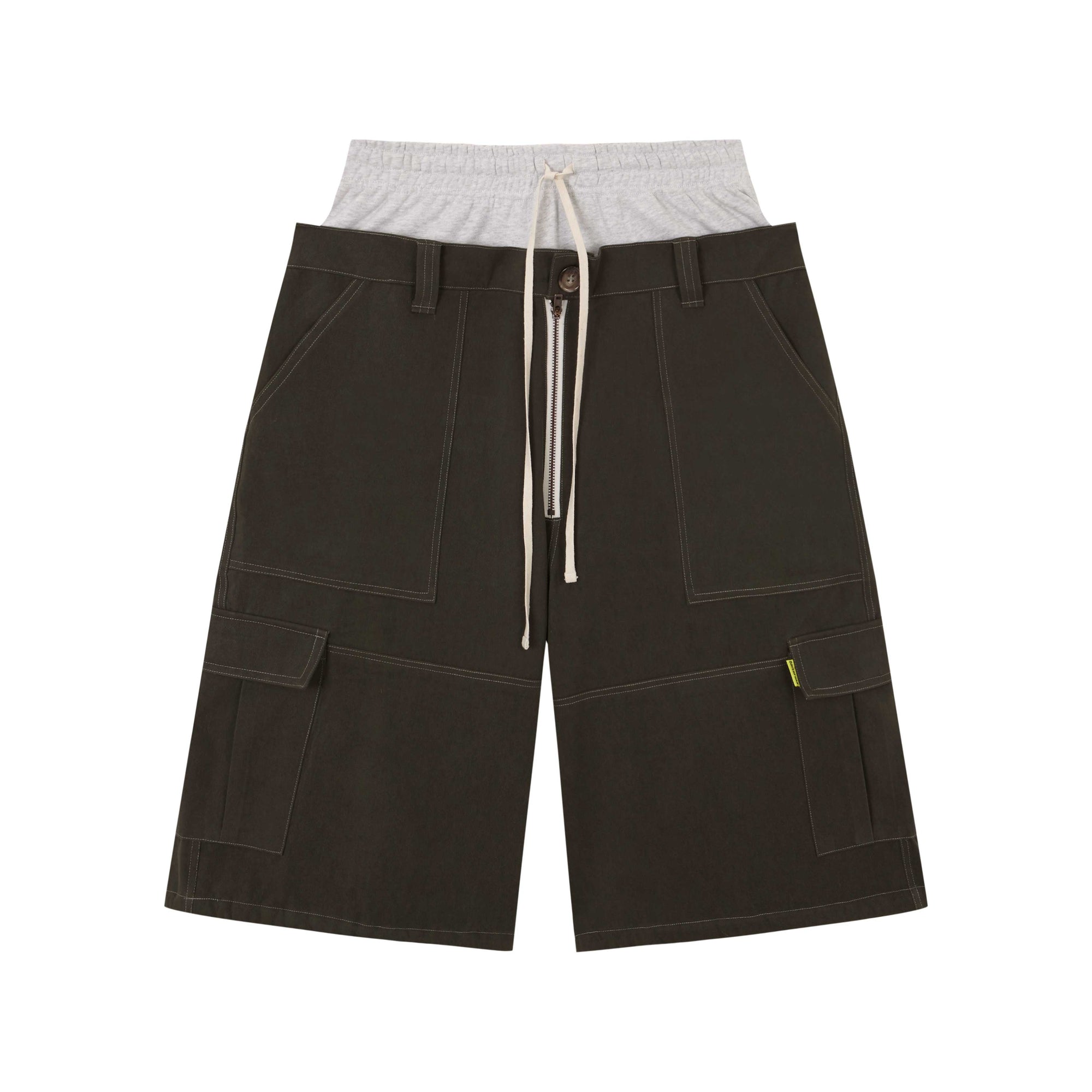 Double Waist Twill Military Green Jorts