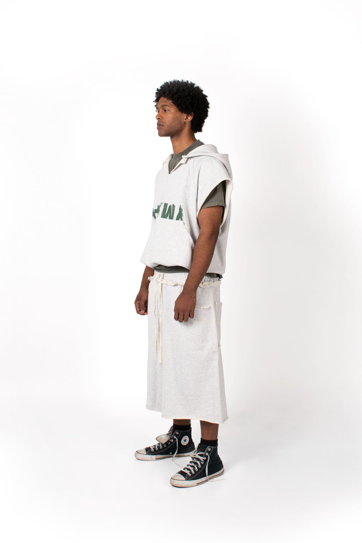 Men's oversized grey sweat jorts streetwear fit
