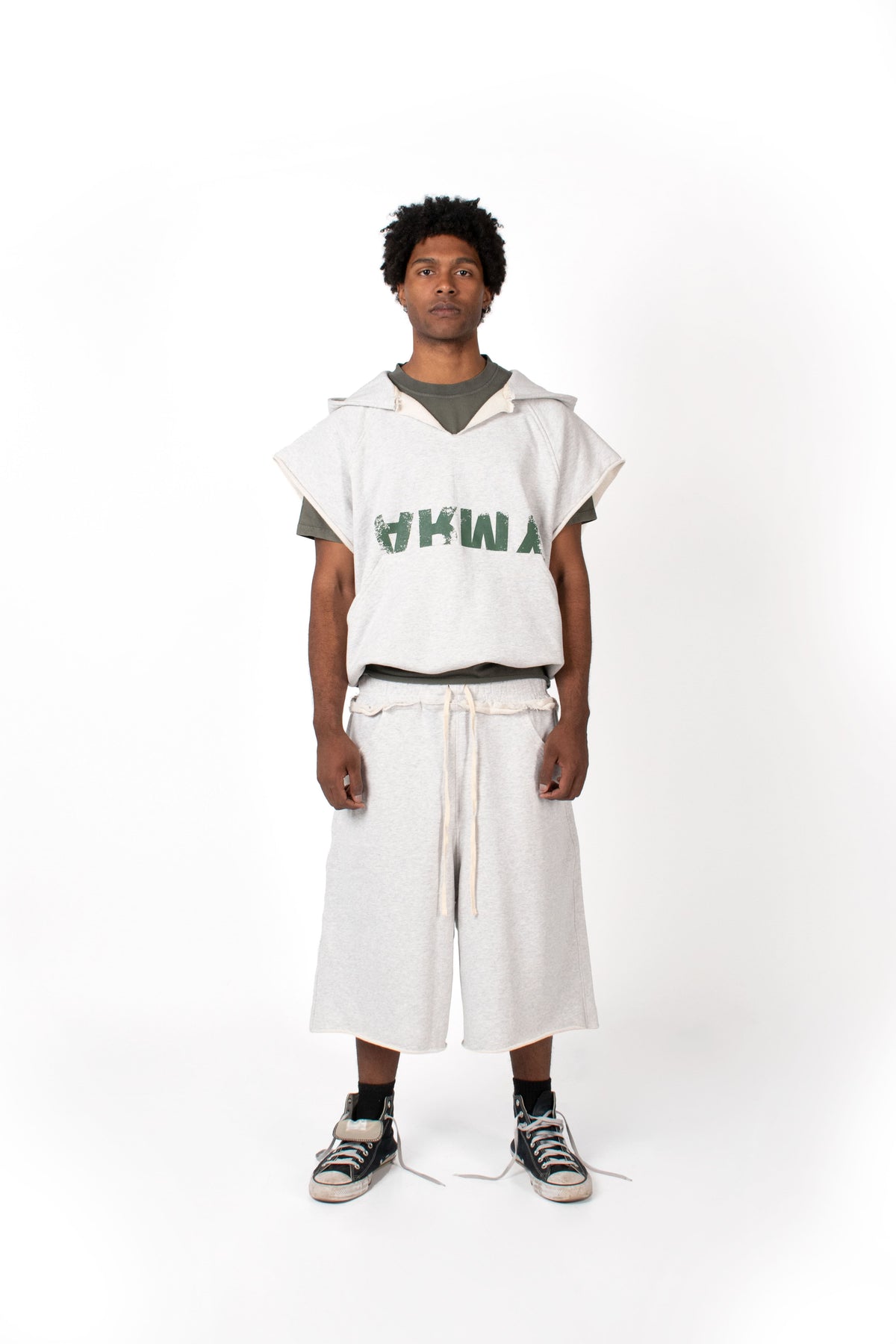 Men's oversized grey sweat jorts streetwear fit
