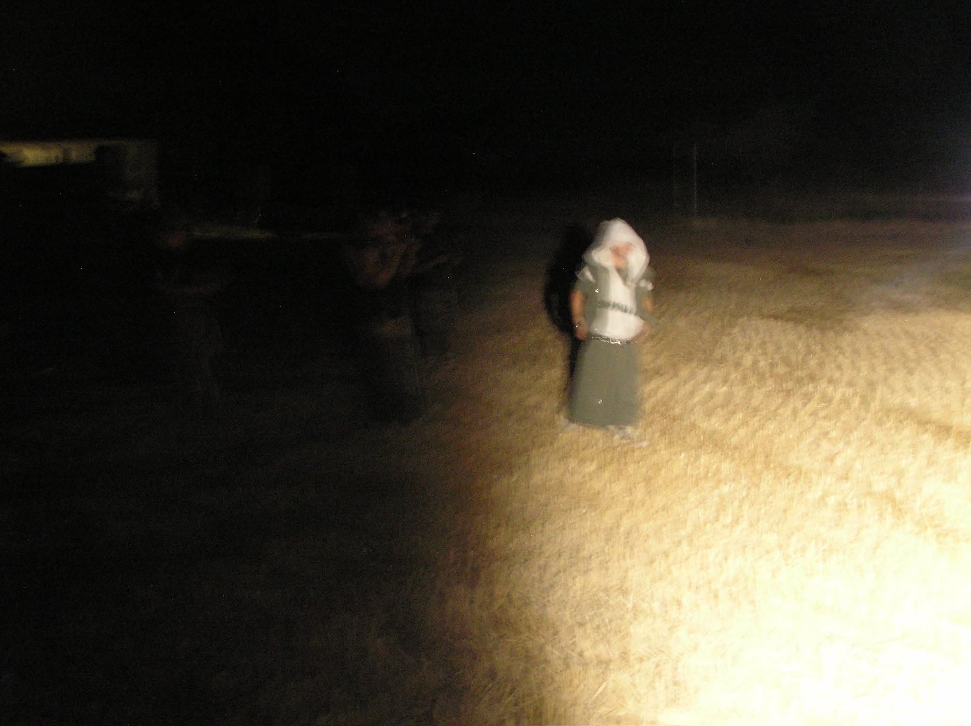 Model wearing oversized military-style hoodie and cargo skirt at night, Days Of War streetwear