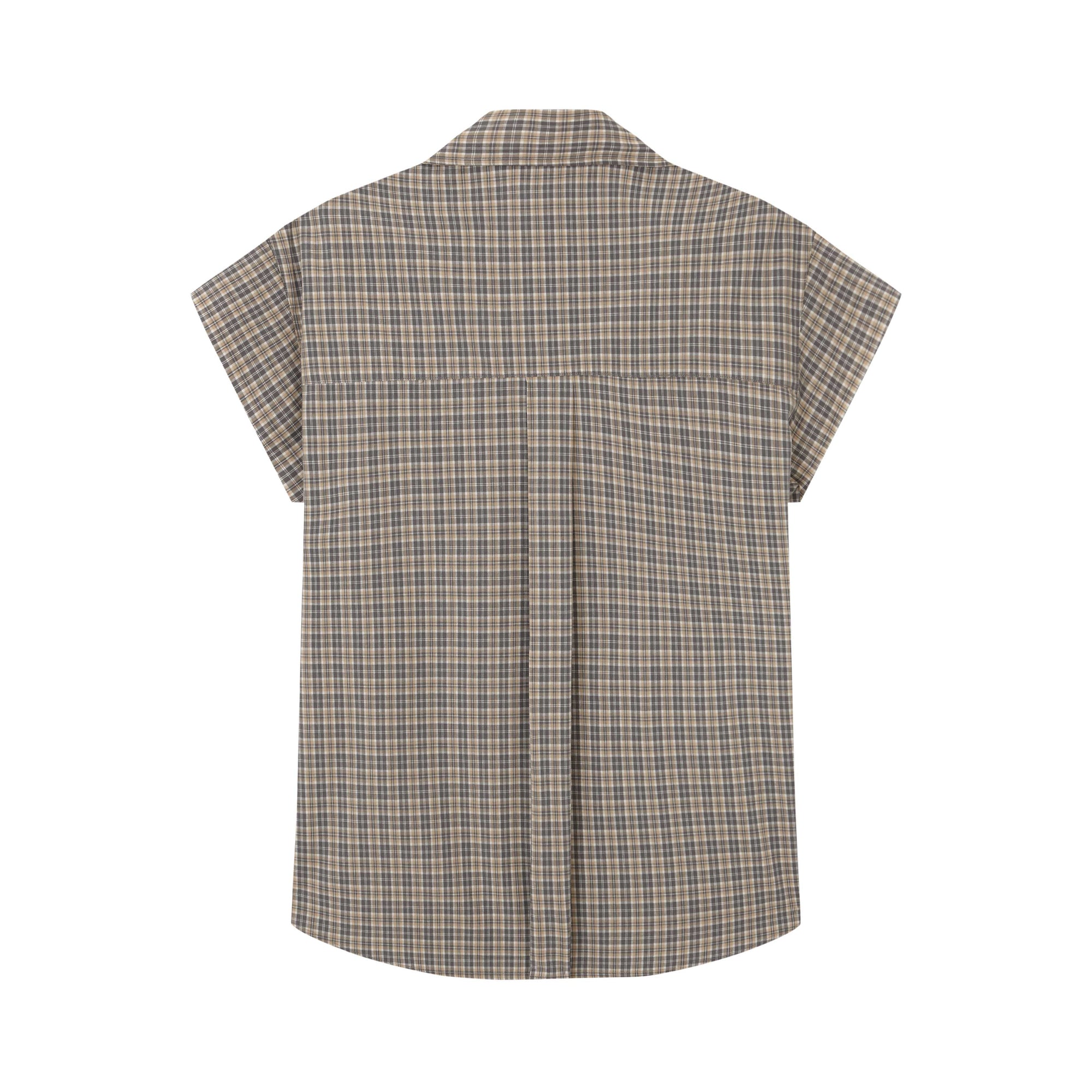 Sleeveless Tartan Shirt Brown