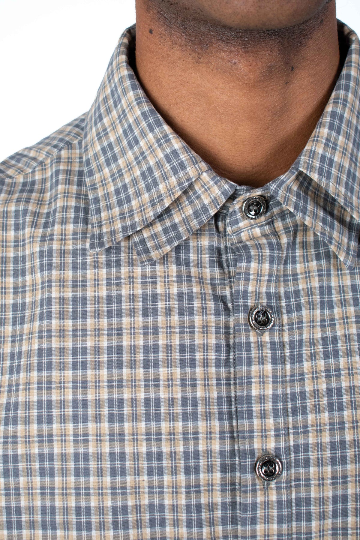 Sleeveless Tartan Plaid Shirt Brown